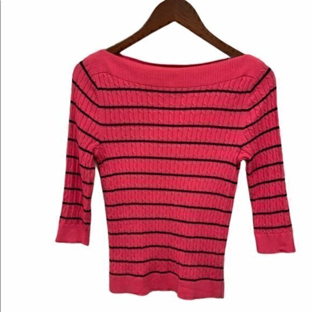 Lauren Ralph Lauren Cable Knit Striped Sweater Size Small